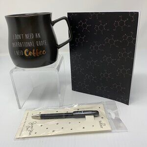 Coffee Lovers Gift Set Mug Journal & Pen Card Gift  Boxed Unisex